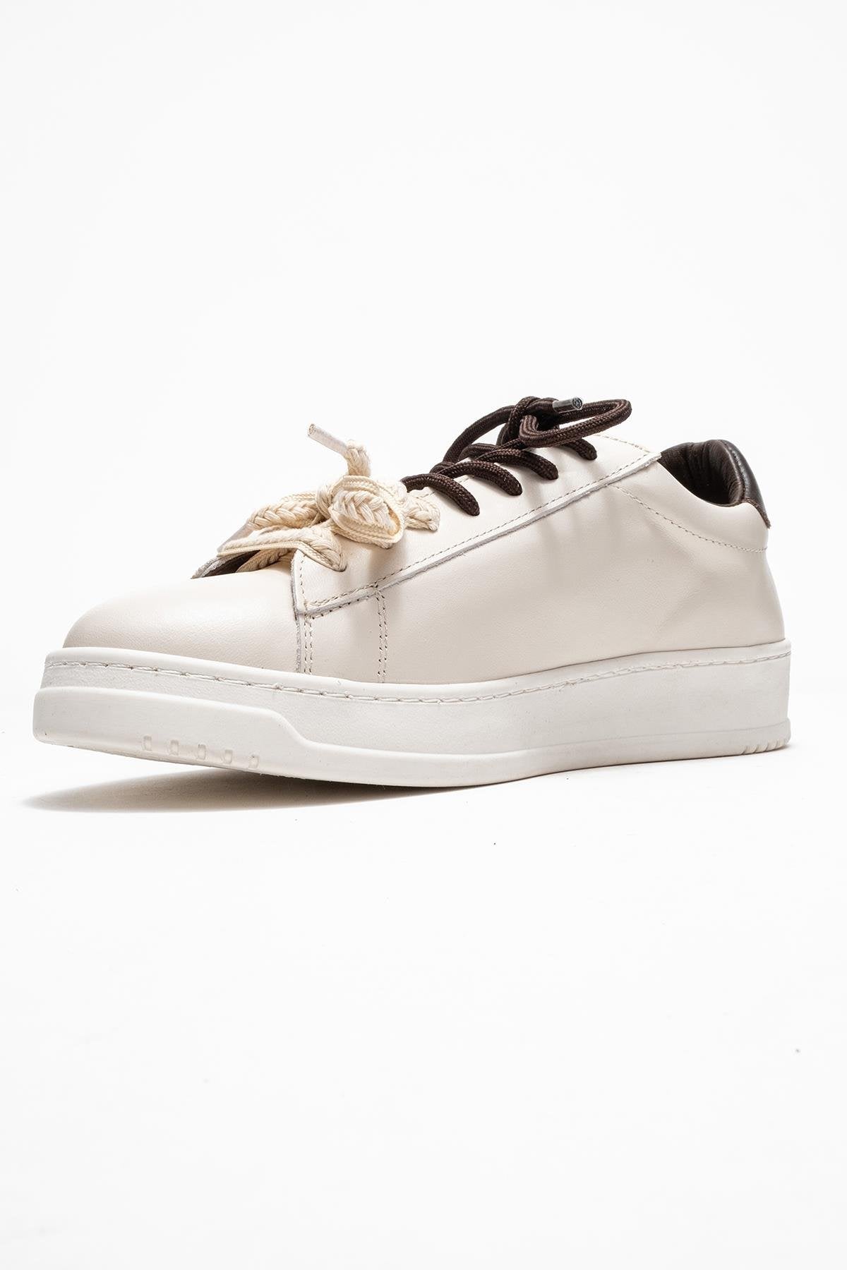 Warron - Ecru Brown Genuine Leather Sneaker (Women)
