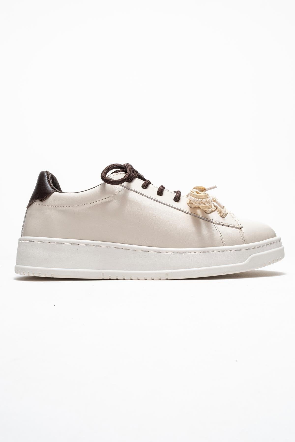 Warron - Ecru Brown Genuine Leather Sneaker (Women)