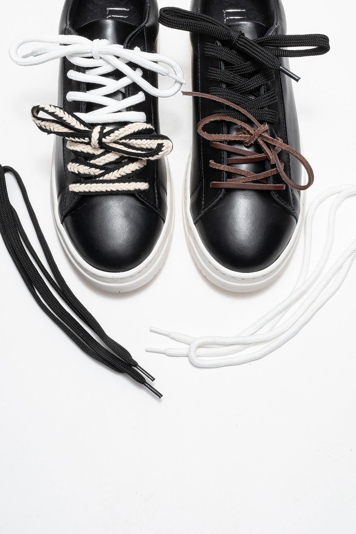 Warron - Black Patterned Genuine Leather Sneaker (Women)