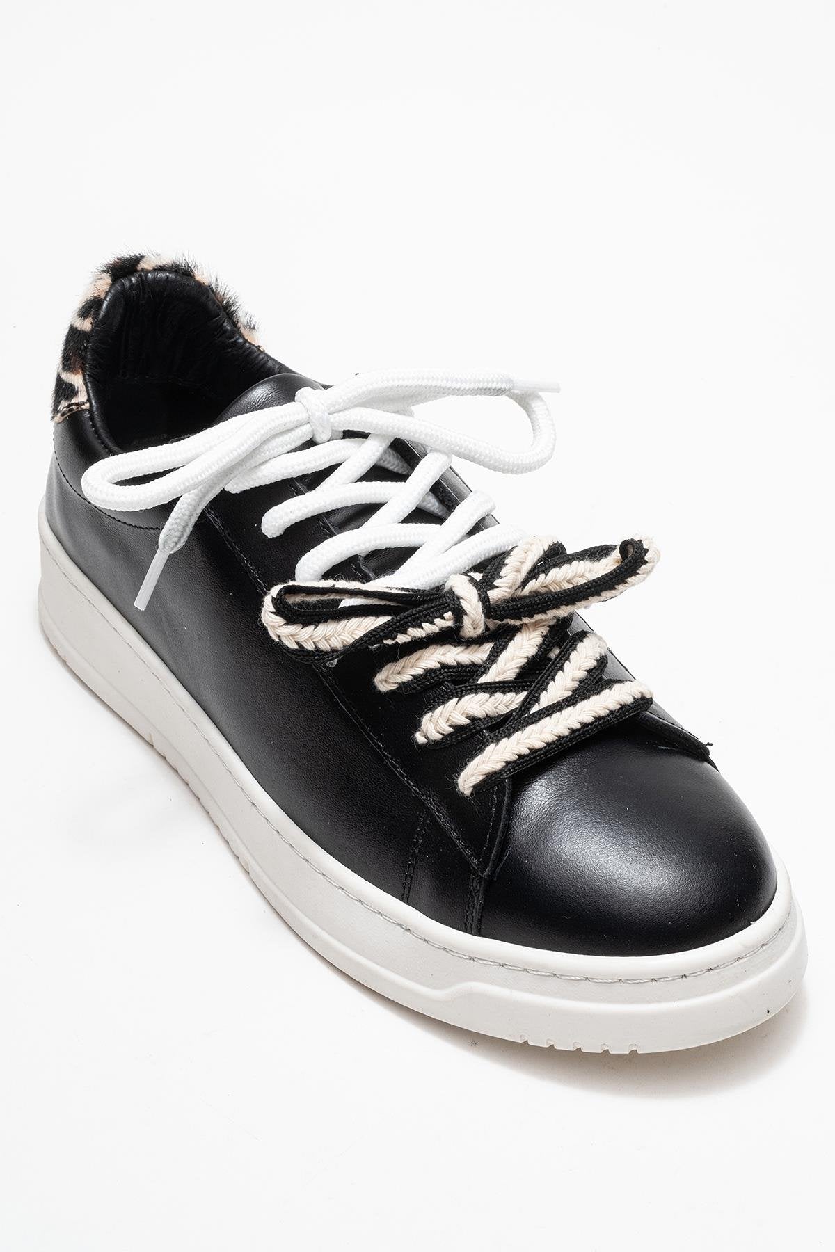 Warron - Black Patterned Genuine Leather Sneaker (Women)