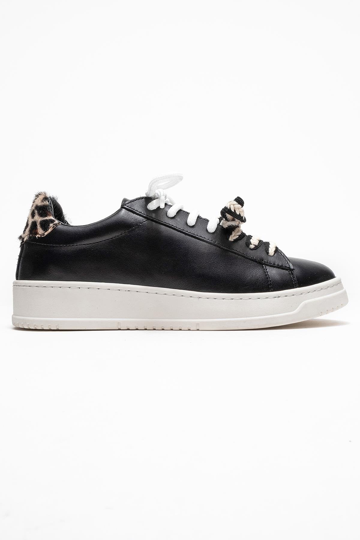 Warron - Black Patterned Genuine Leather Sneaker (Women)