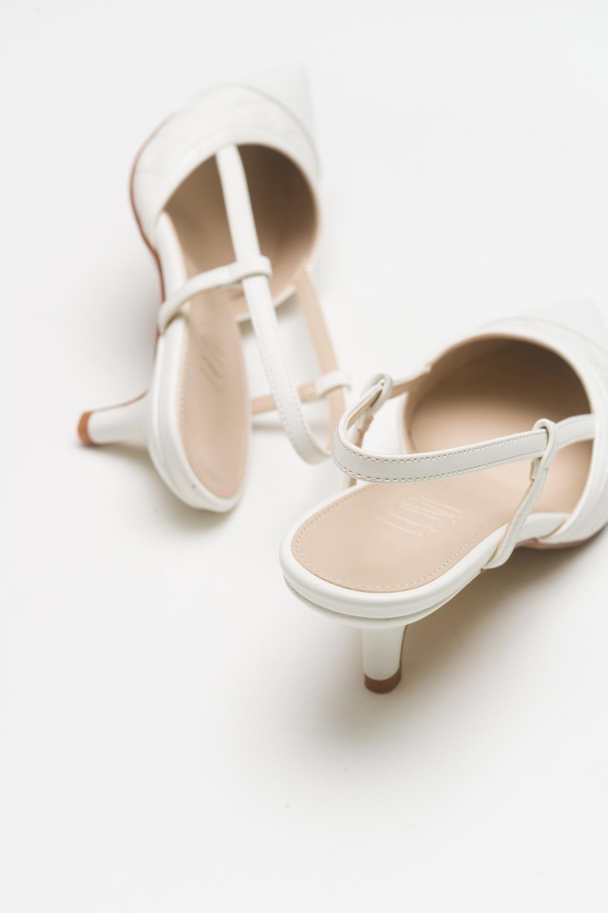 Goodge - White Pointed Toe Backless Kitten Heel Pump (Women)