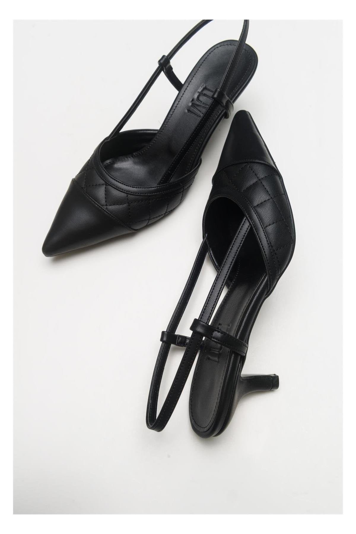 Goodge - Black Pointed Toe Backless Heeled Pump (Women)