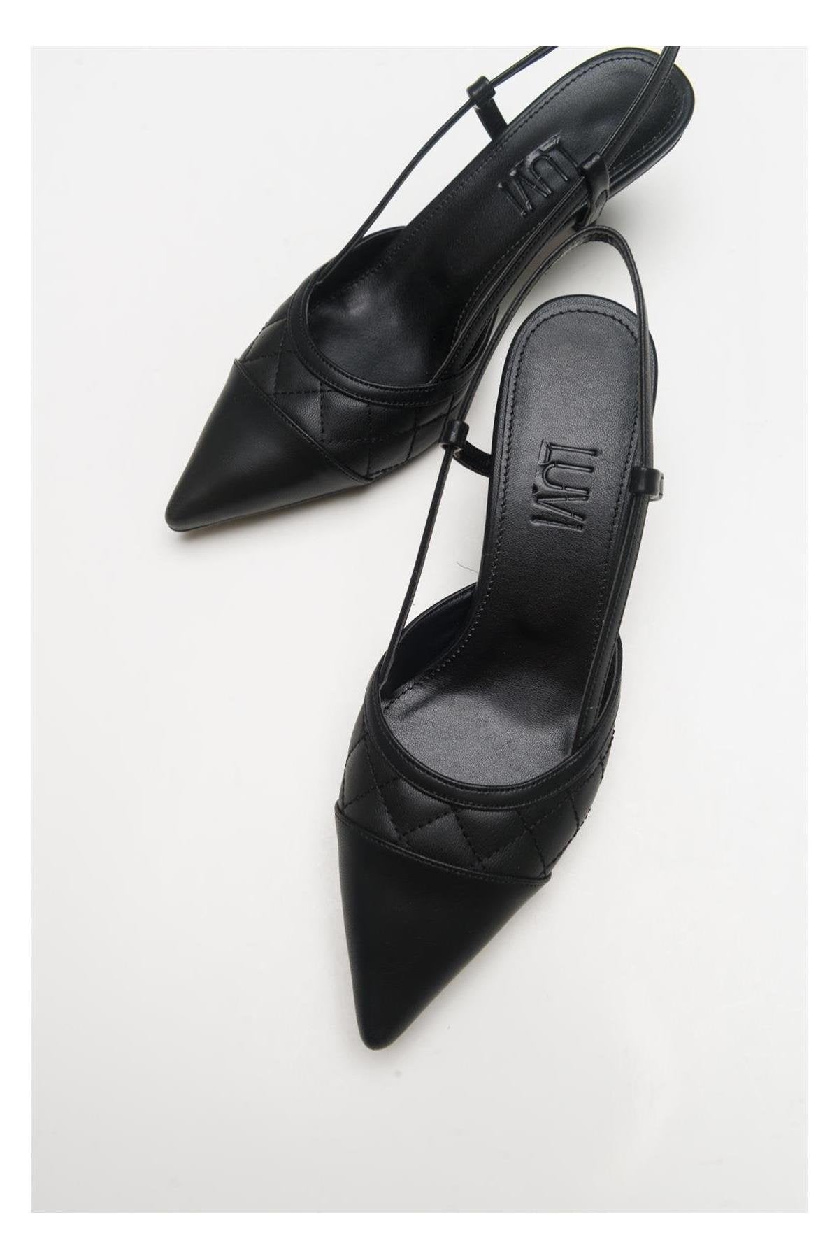 Goodge - Black Pointed Toe Backless Heeled Pump (Women)