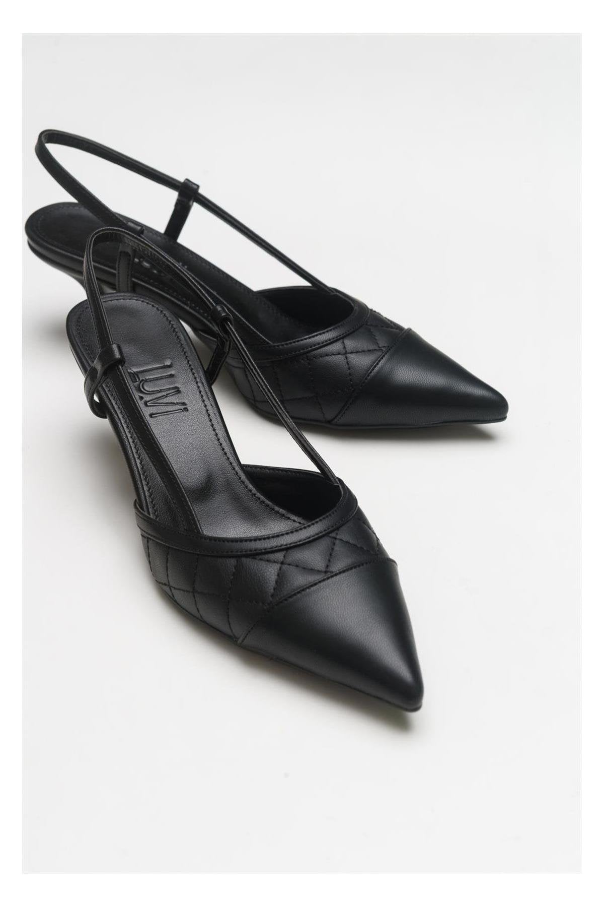 Goodge - Black Pointed Toe Backless Heeled Pump (Women)