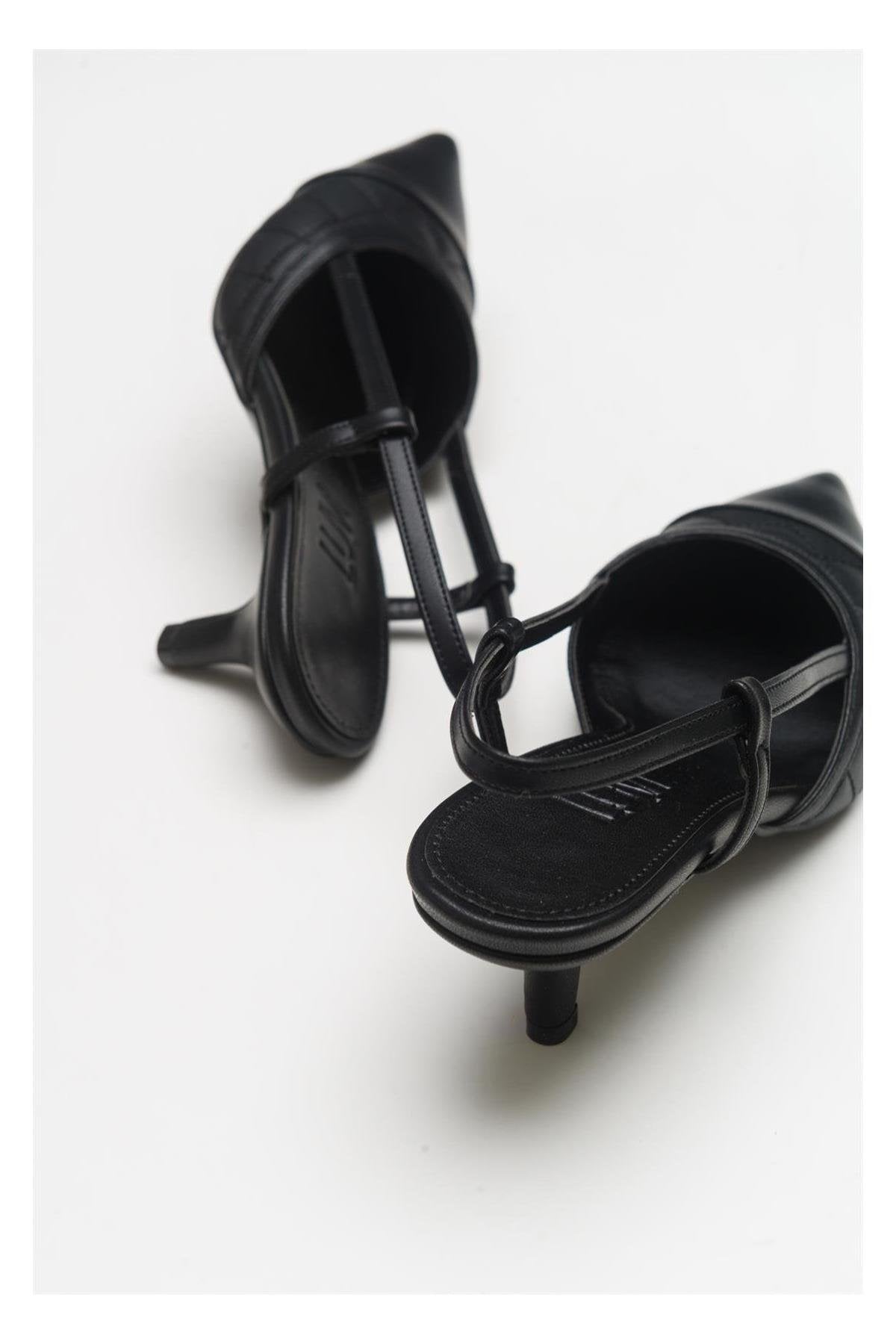 Goodge - Black Pointed Toe Backless Heeled Pump (Women)