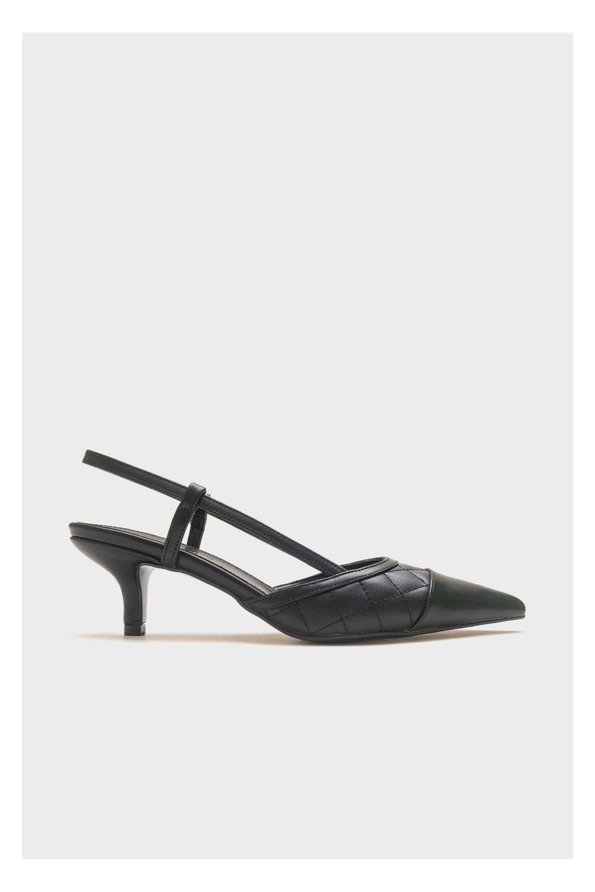 Goodge - Black Pointed Toe Backless Heeled Pump (Women)