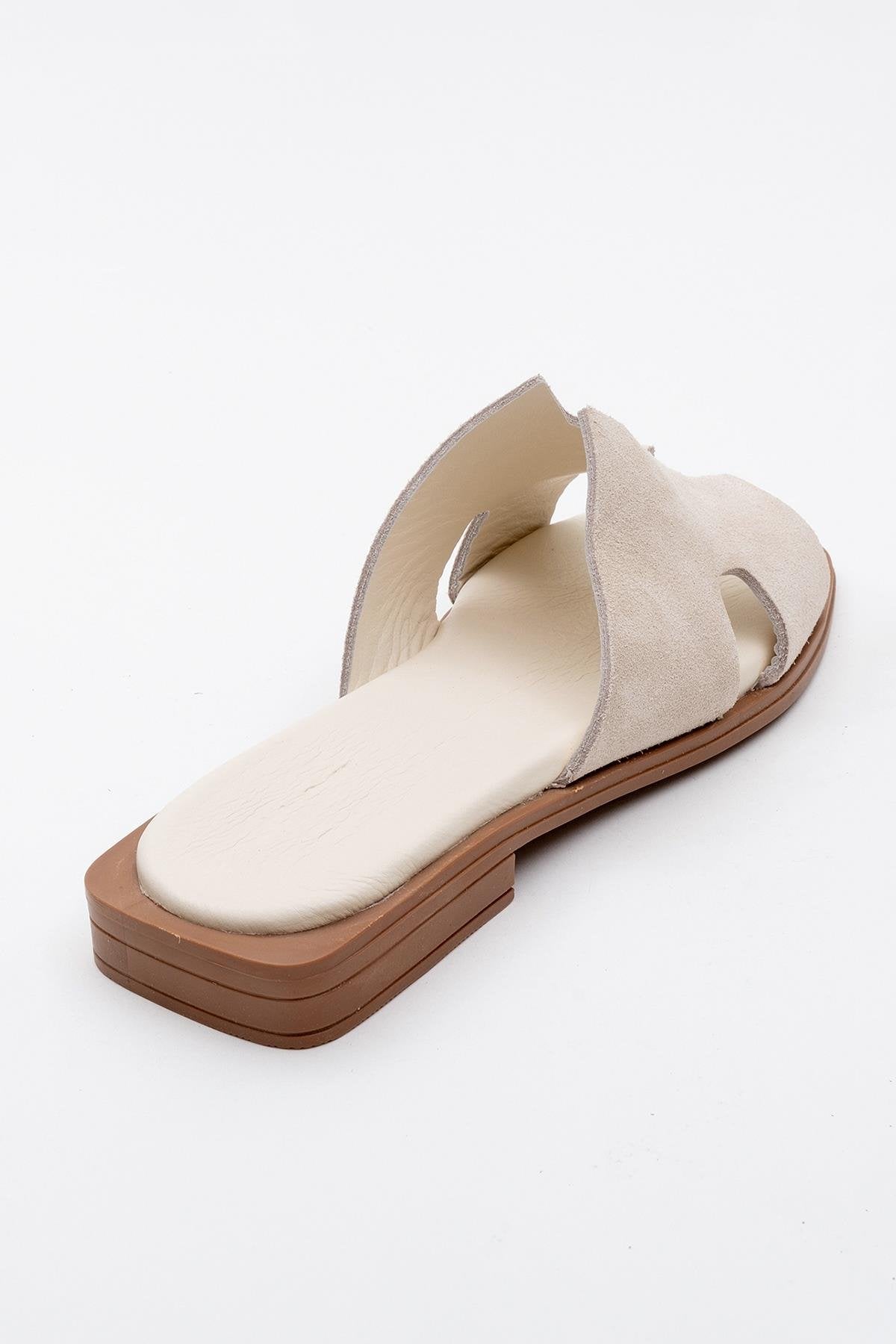 Handy - Beige Genuine Leather Slipper (Women)