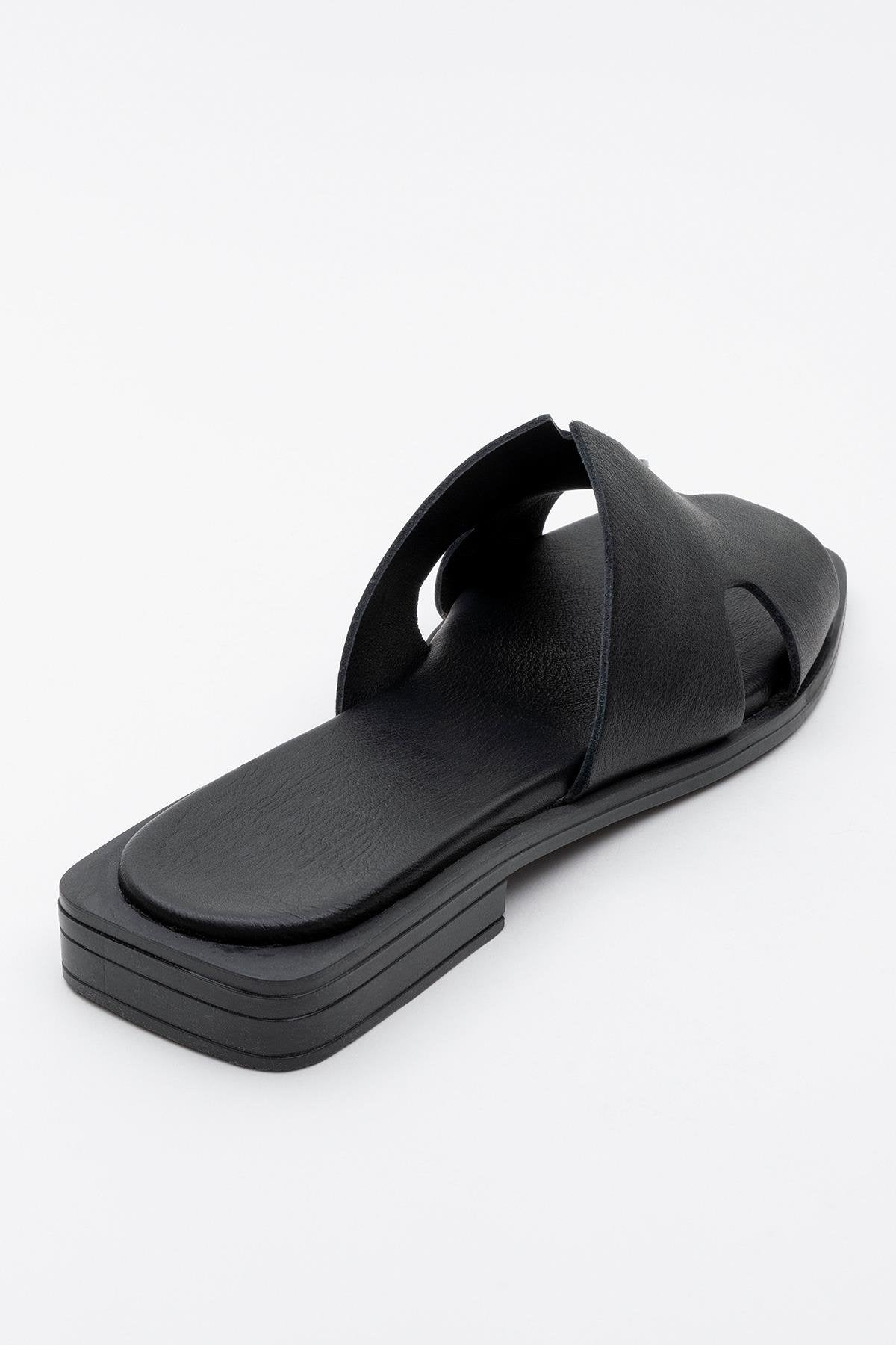 Handy - Black Genuine Leather Slipper (Women)
