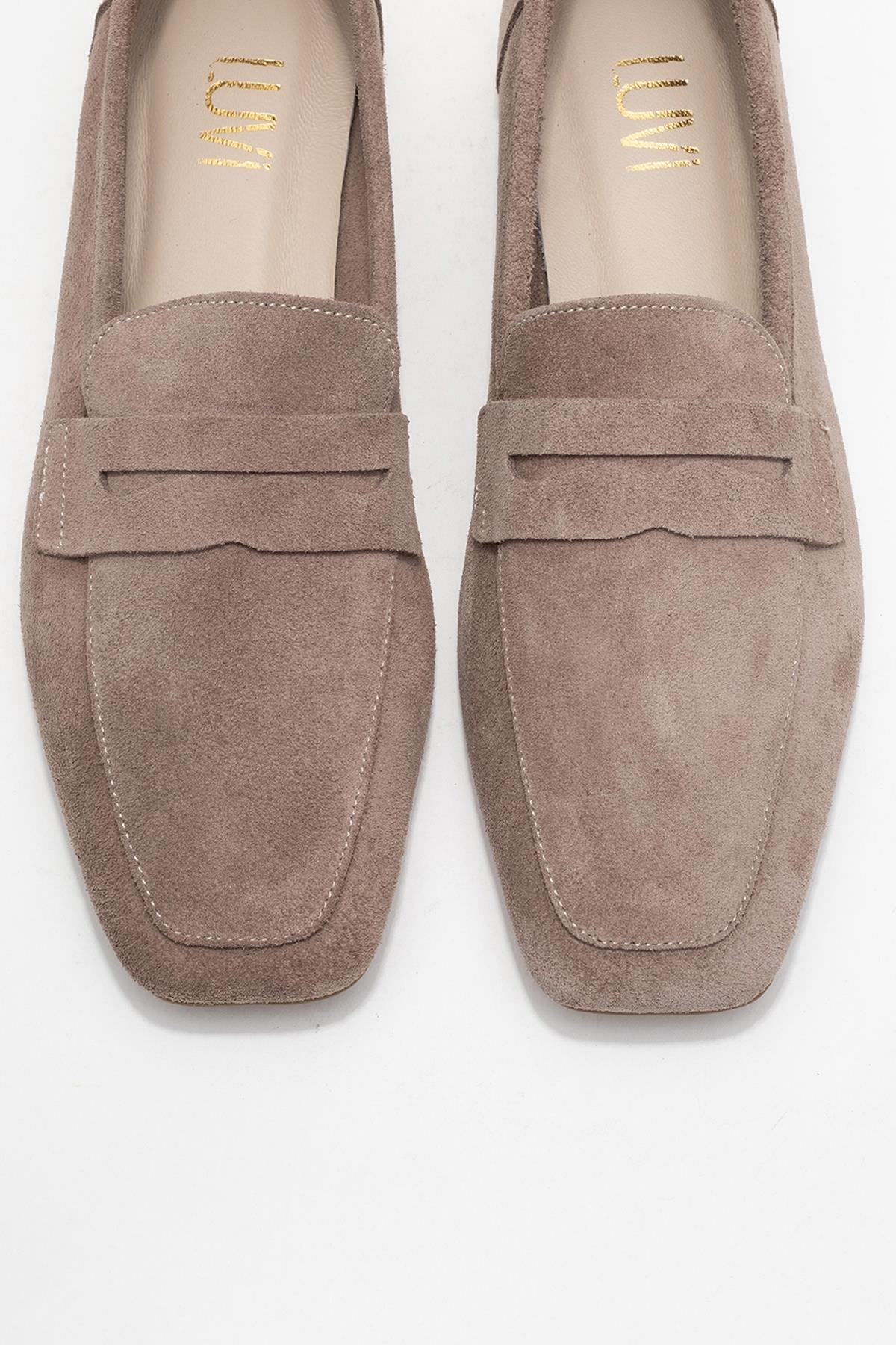 Rubra - Taupe Suede Genuine Leather Loafer (Women)