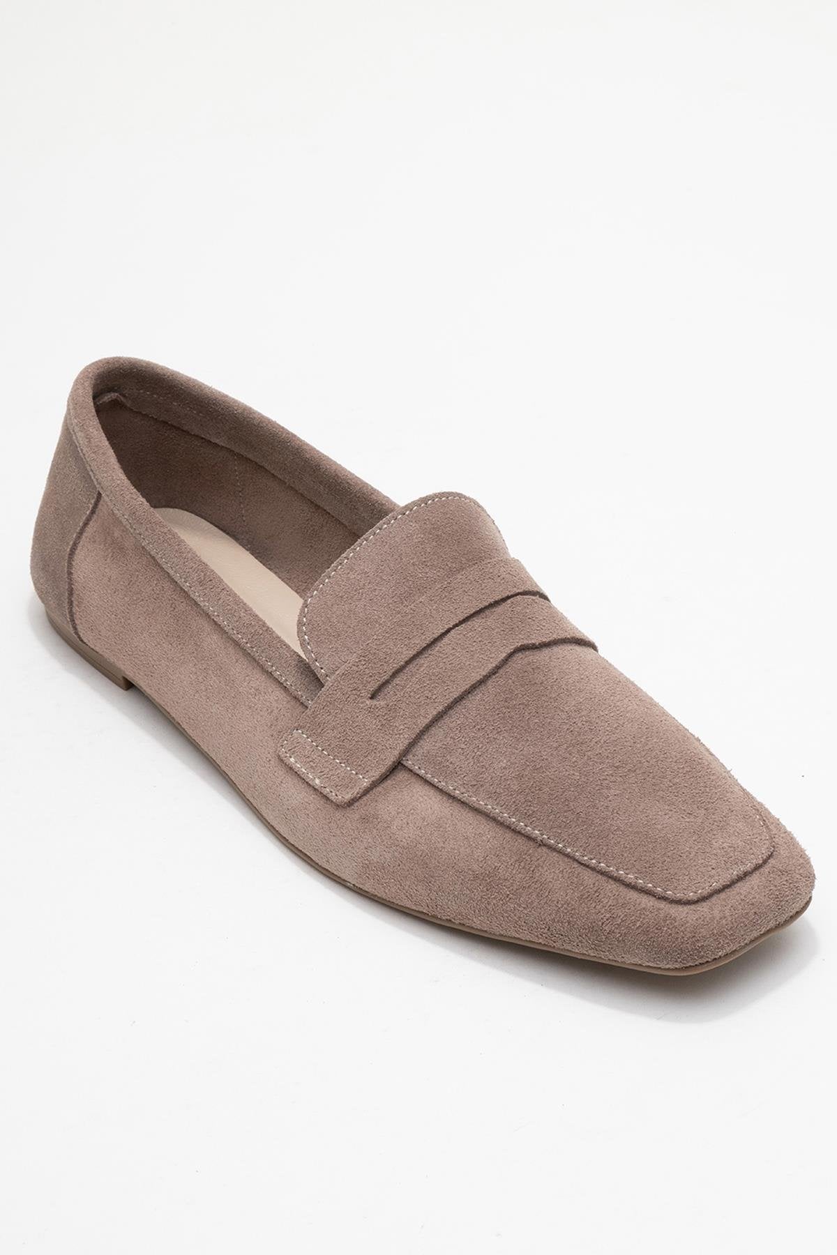 Rubra - Taupe Suede Genuine Leather Loafer (Women)