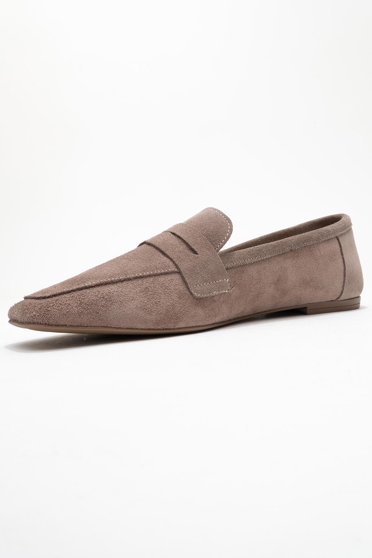 Rubra - Taupe Suede Genuine Leather Loafer (Women)