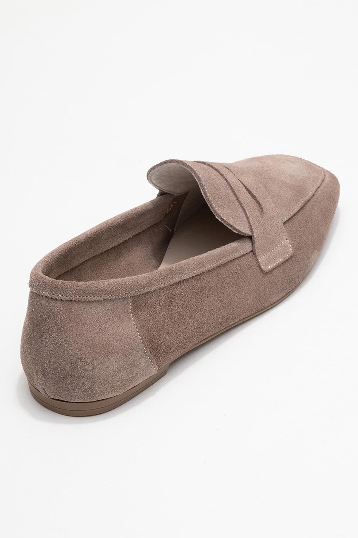 Rubra - Taupe Suede Genuine Leather Loafer (Women)