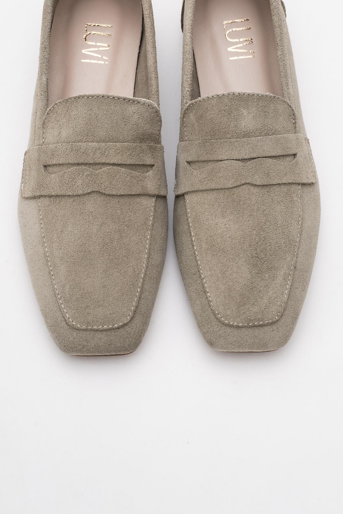 Rubra - Beige Suede Genuine Leather Loafer (Women)