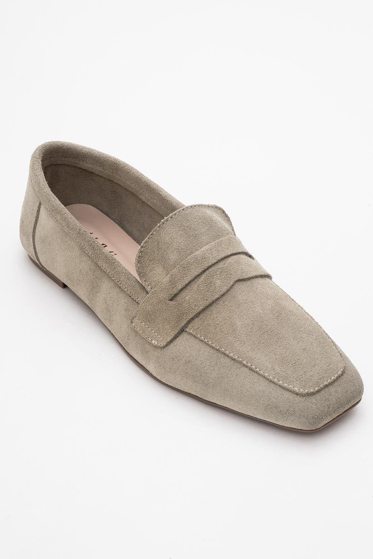 Rubra - Beige Suede Genuine Leather Loafer (Women)