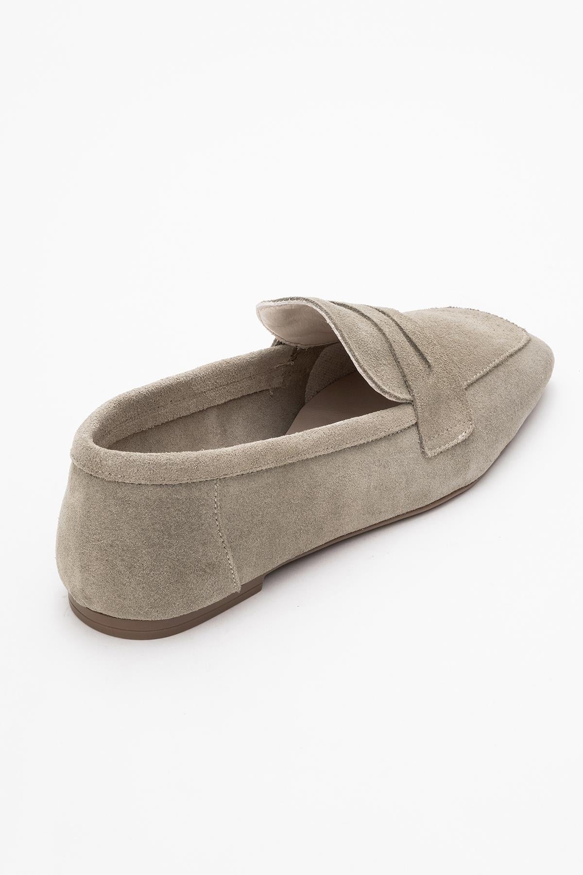 Rubra - Beige Suede Genuine Leather Loafer (Women)