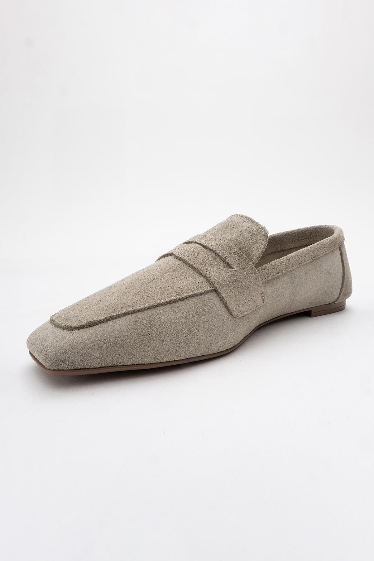 Rubra - Beige Suede Genuine Leather Loafer (Women)