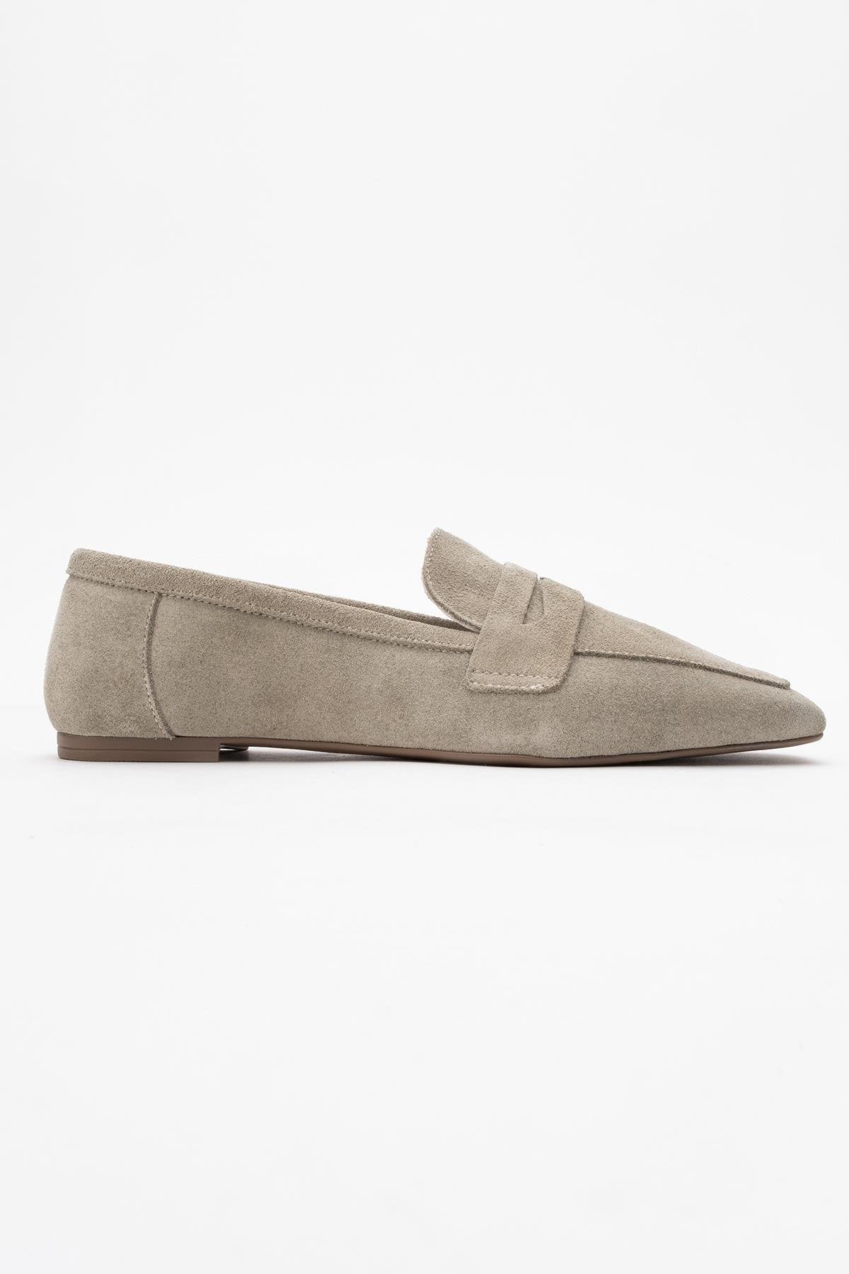 Rubra - Beige Suede Genuine Leather Loafer (Women)