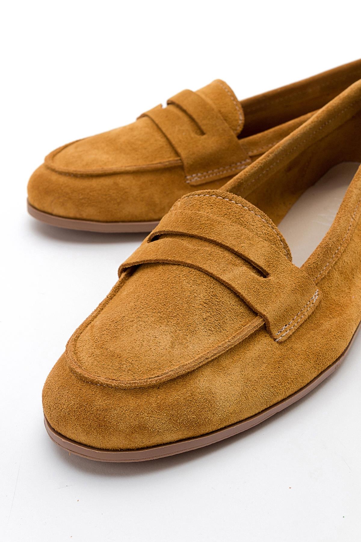 Tory - Mustard Suede Genuine Leather Loafer Shoe (Women)