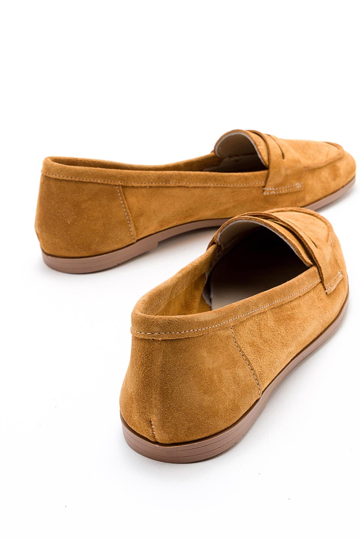 Tory - Mustard Suede Genuine Leather Loafer Shoe (Women)