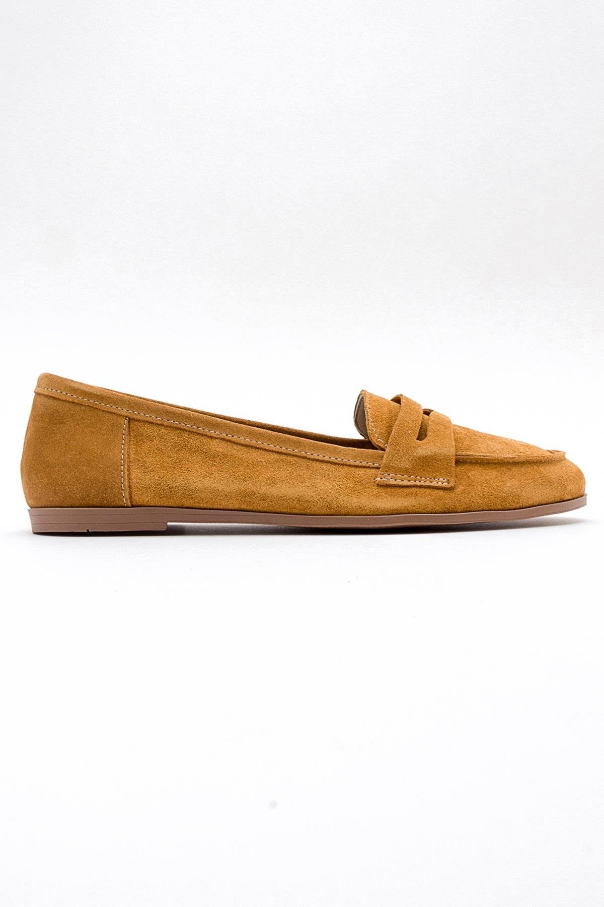 Tory - Mustard Suede Genuine Leather Loafer Shoe (Women)