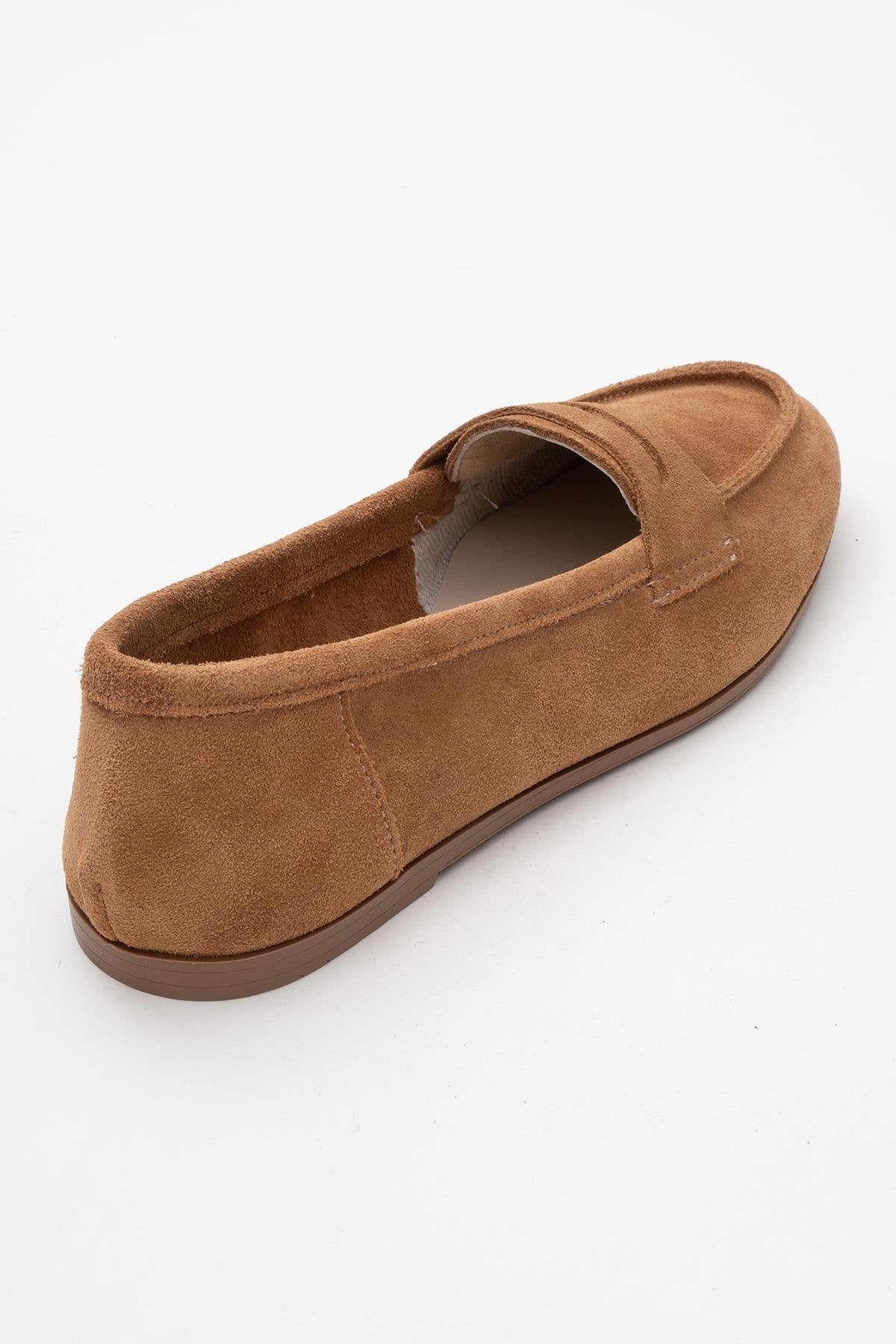 Tory - Taupe Suede Genuine Leather Loafer Shoe (Women)