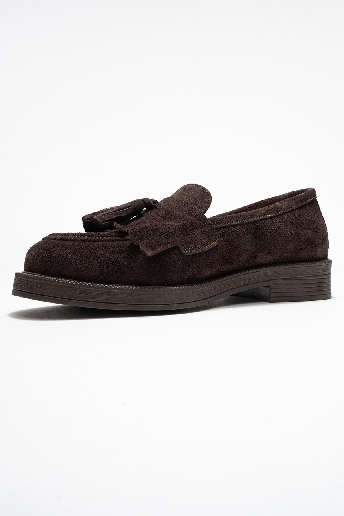 Milina - Brown Suede Genuine Leather Tassel Loafer (Women)