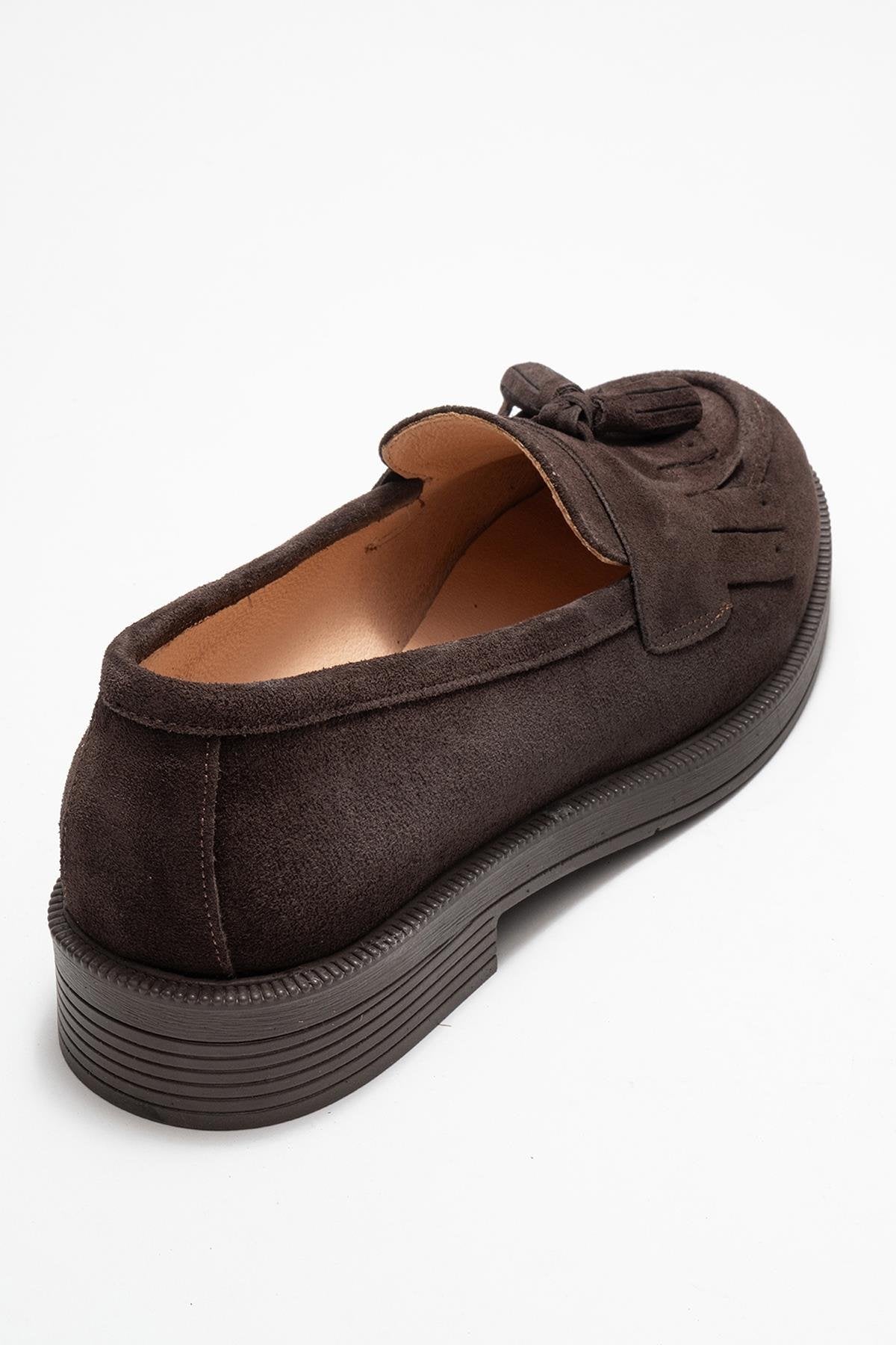 Milina - Brown Suede Genuine Leather Tassel Loafer (Women)