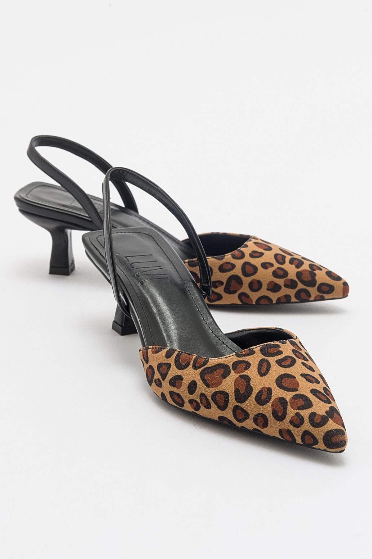 Over - Black/Yellow Patterned Pointed Toe Low Heel Shoe (Women)