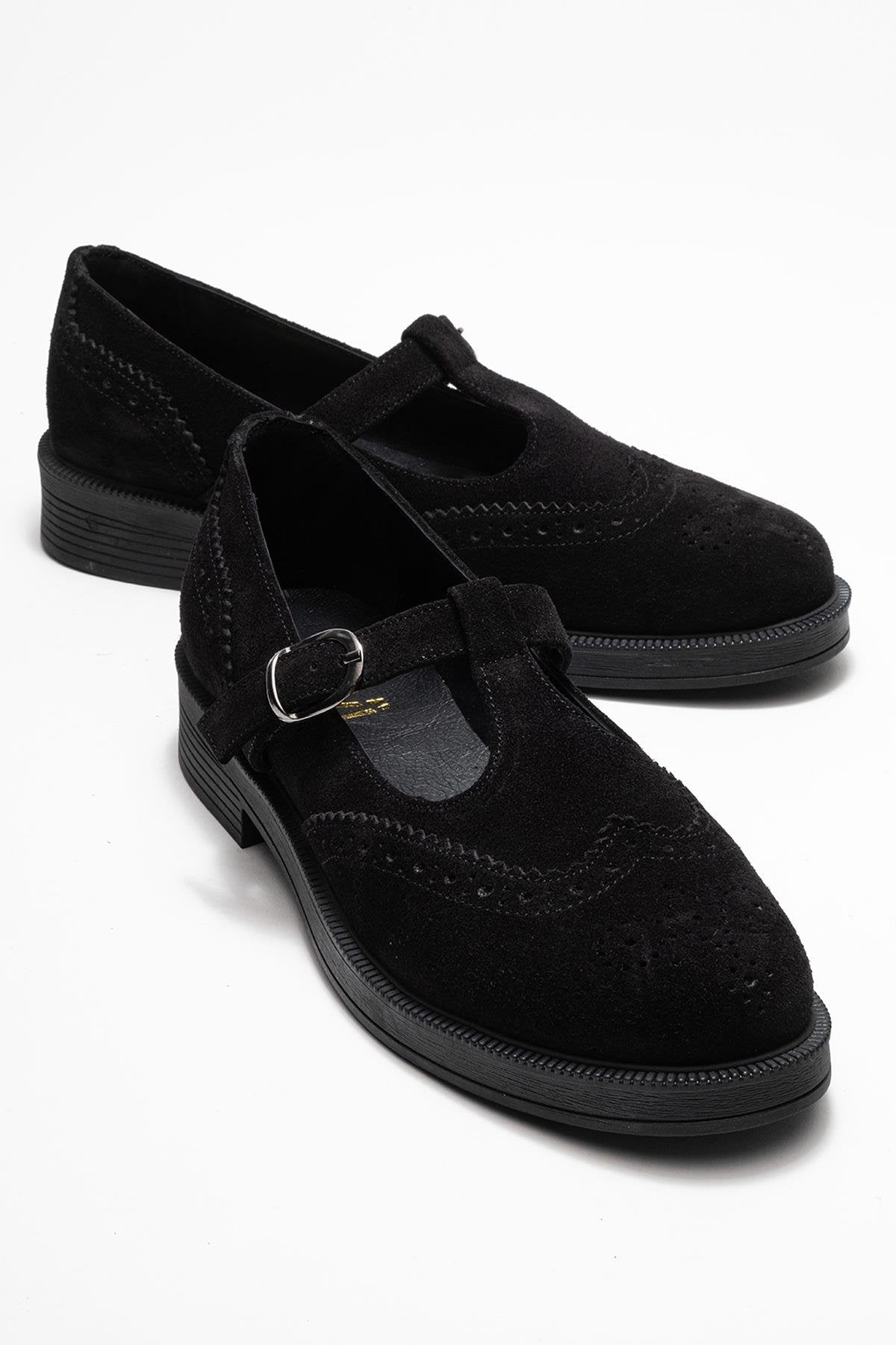 Janney - Black Genuine Leather Strap Loafer (Women)