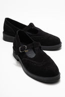 Janney - Black Genuine Leather Strap Loafer (Women)