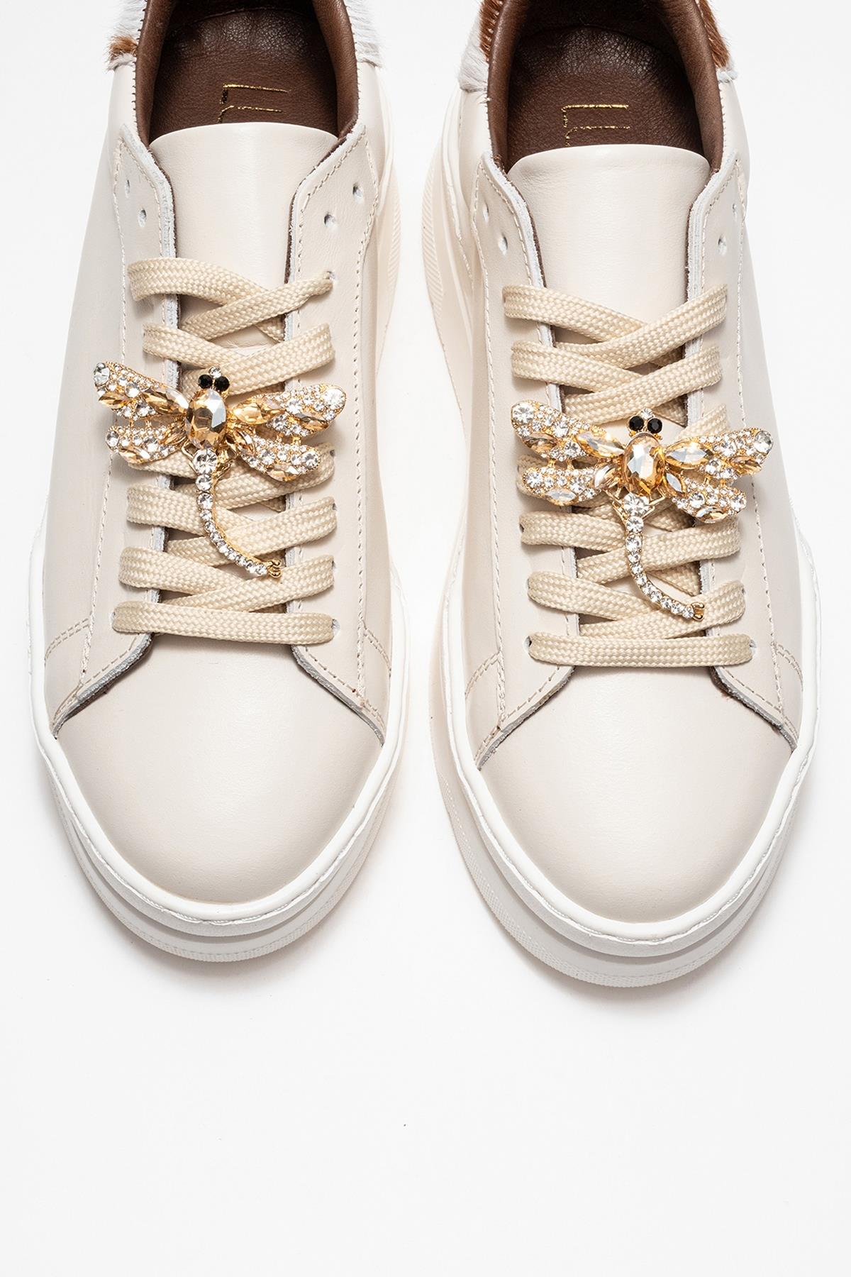 Laren - Off-White Genuine Leather Buckle Casual Sneaker (Women)