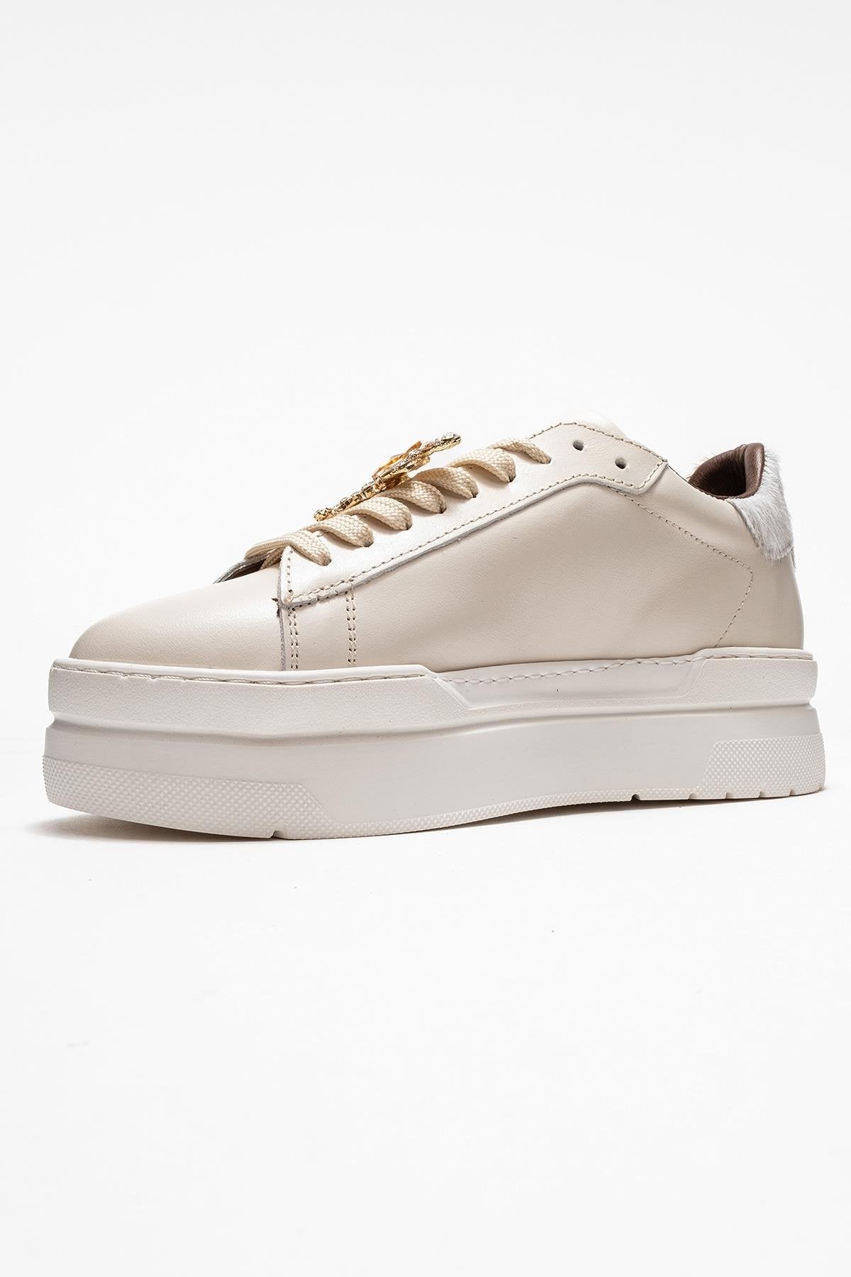 Laren - Off-White Genuine Leather Buckle Casual Sneaker (Women)