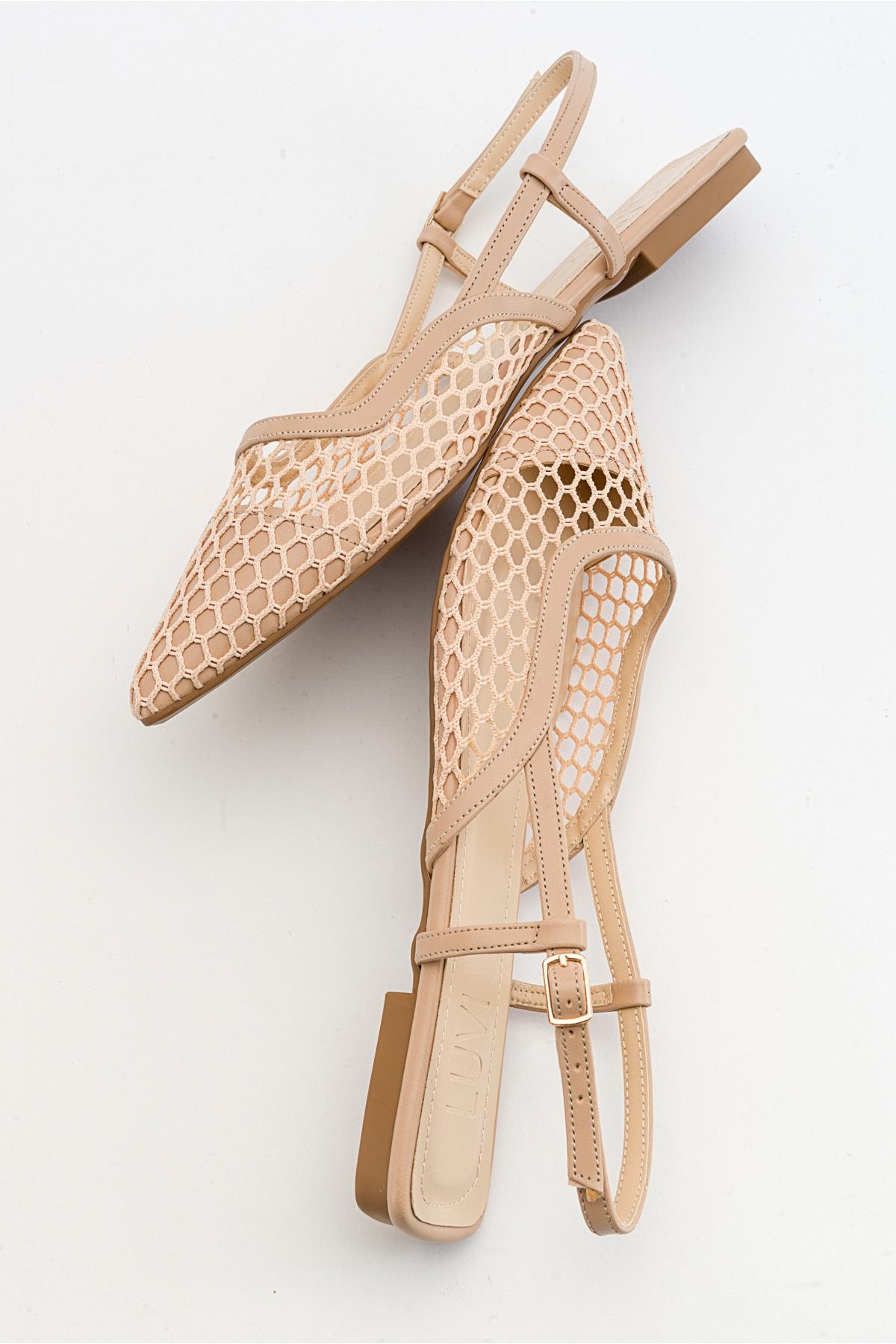 Brace Beige Mesh Flat Sandal (Women)