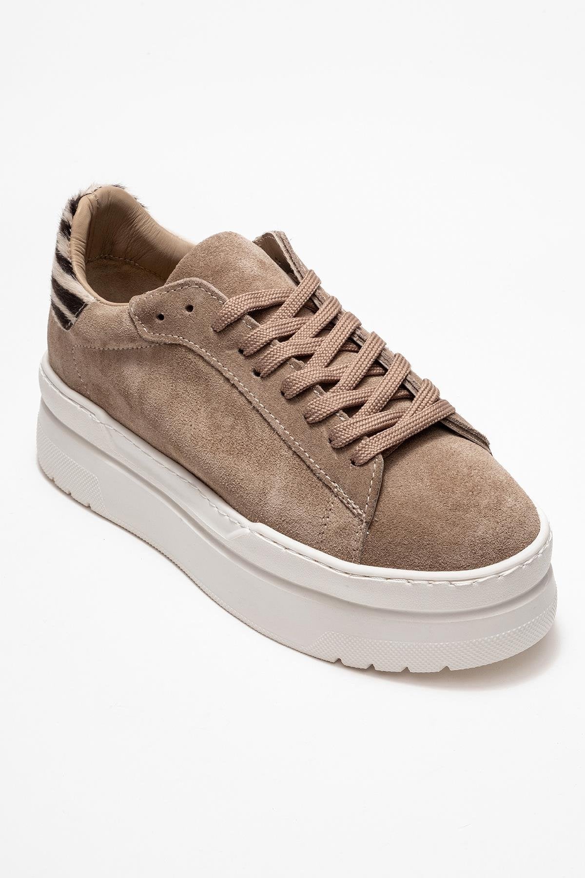 Anabel - Taupe Suede Genuine Leather Casual Sneaker (Women)