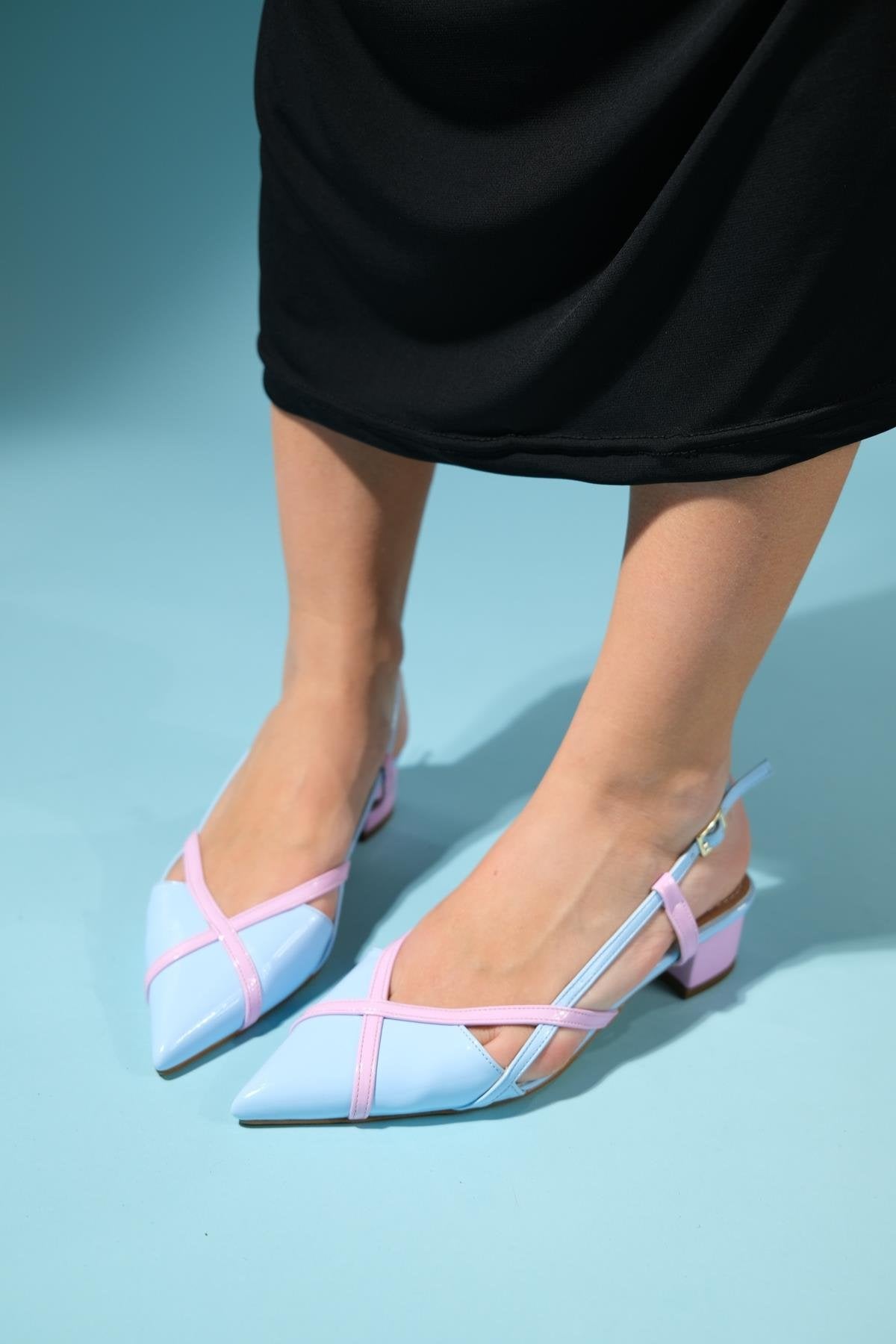 Steve - Blue-Pink Low Heel Sandal (Women)