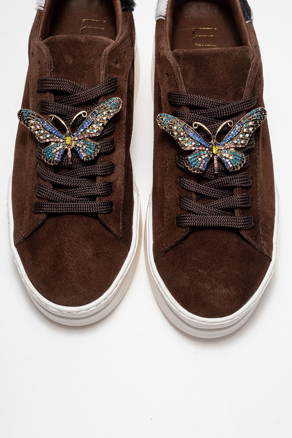 Anda - Brown Genuine Leather Buckled Casual Sneaker (Women)