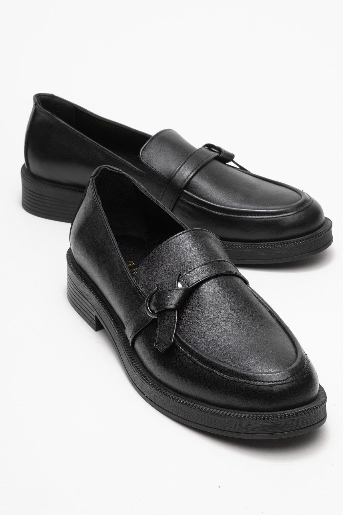 Galea - Black Genuine Leather Buckle Loafer (Women)