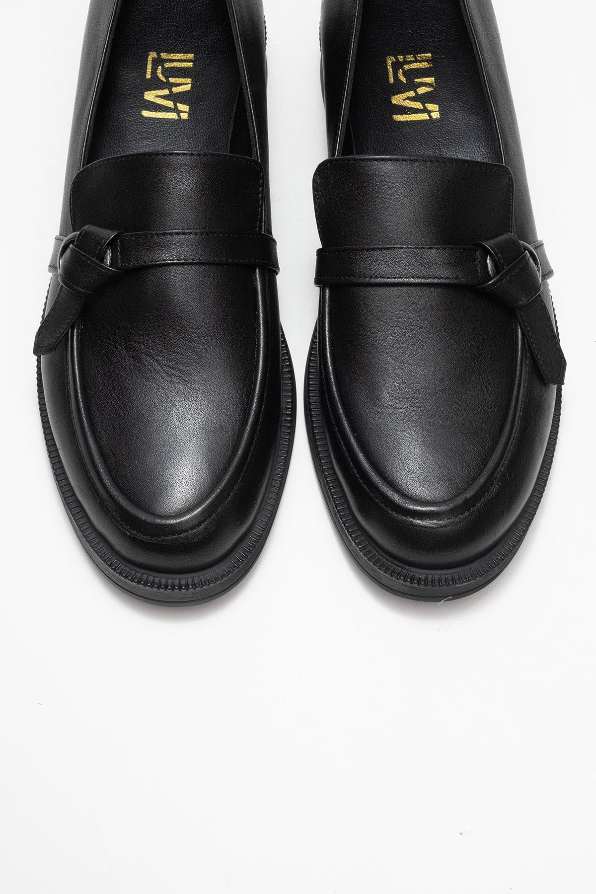 Galea - Black Genuine Leather Buckle Loafer (Women)