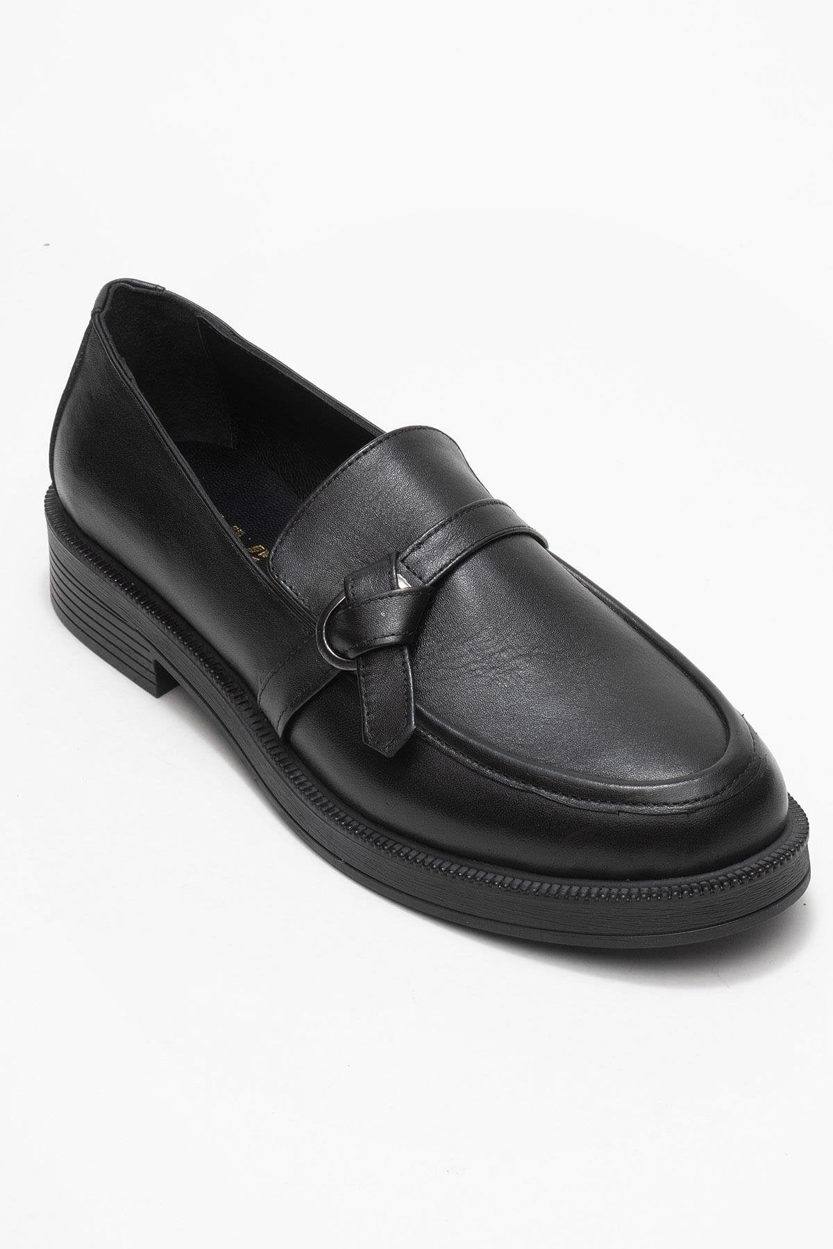 Galea - Black Genuine Leather Buckle Loafer (Women)