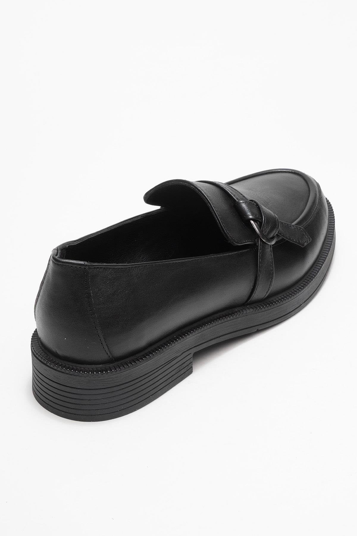 Galea - Black Genuine Leather Buckle Loafer (Women)