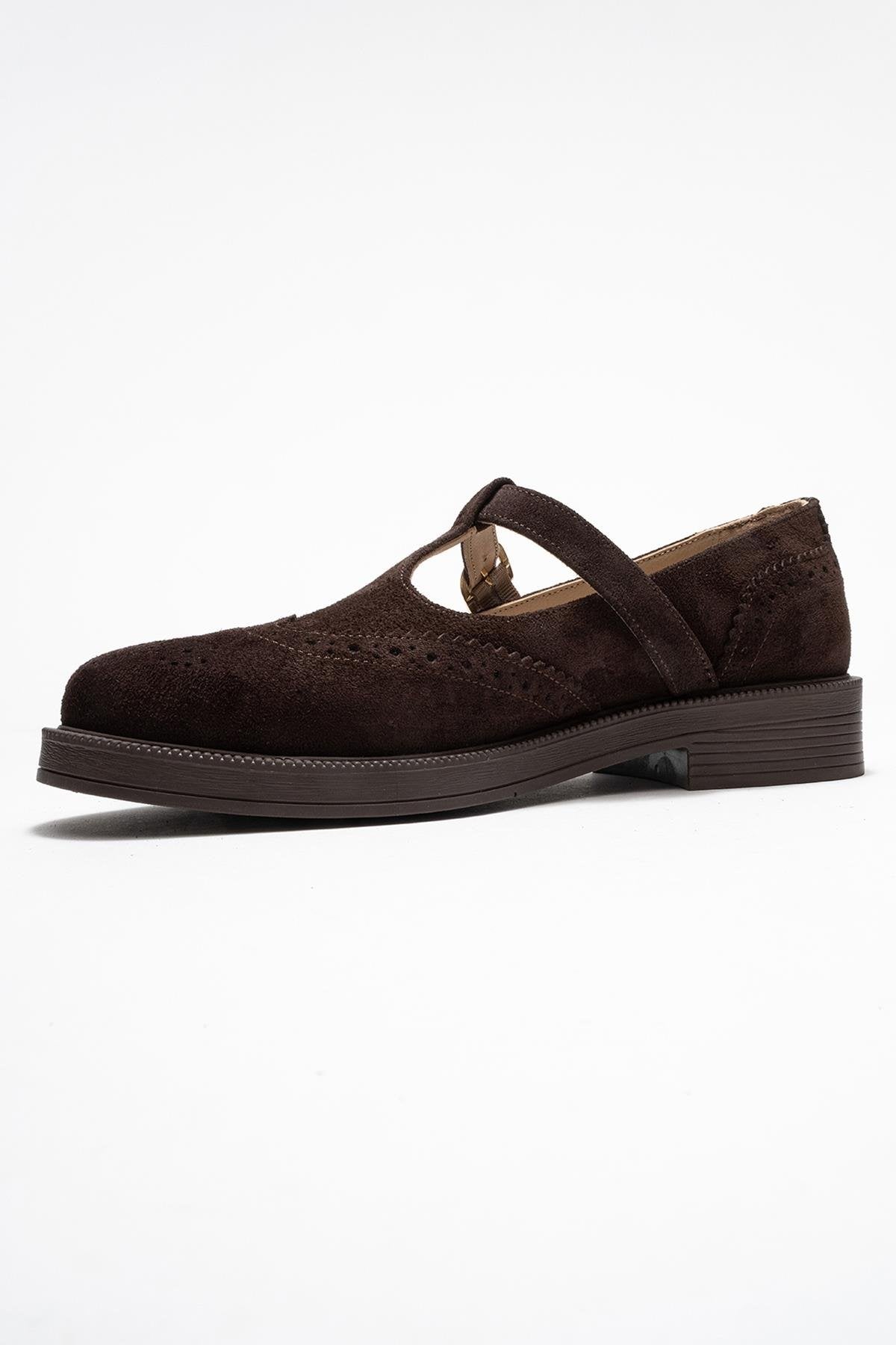Janney - Brown Suede Genuine Leather Strap Loafer (Women)