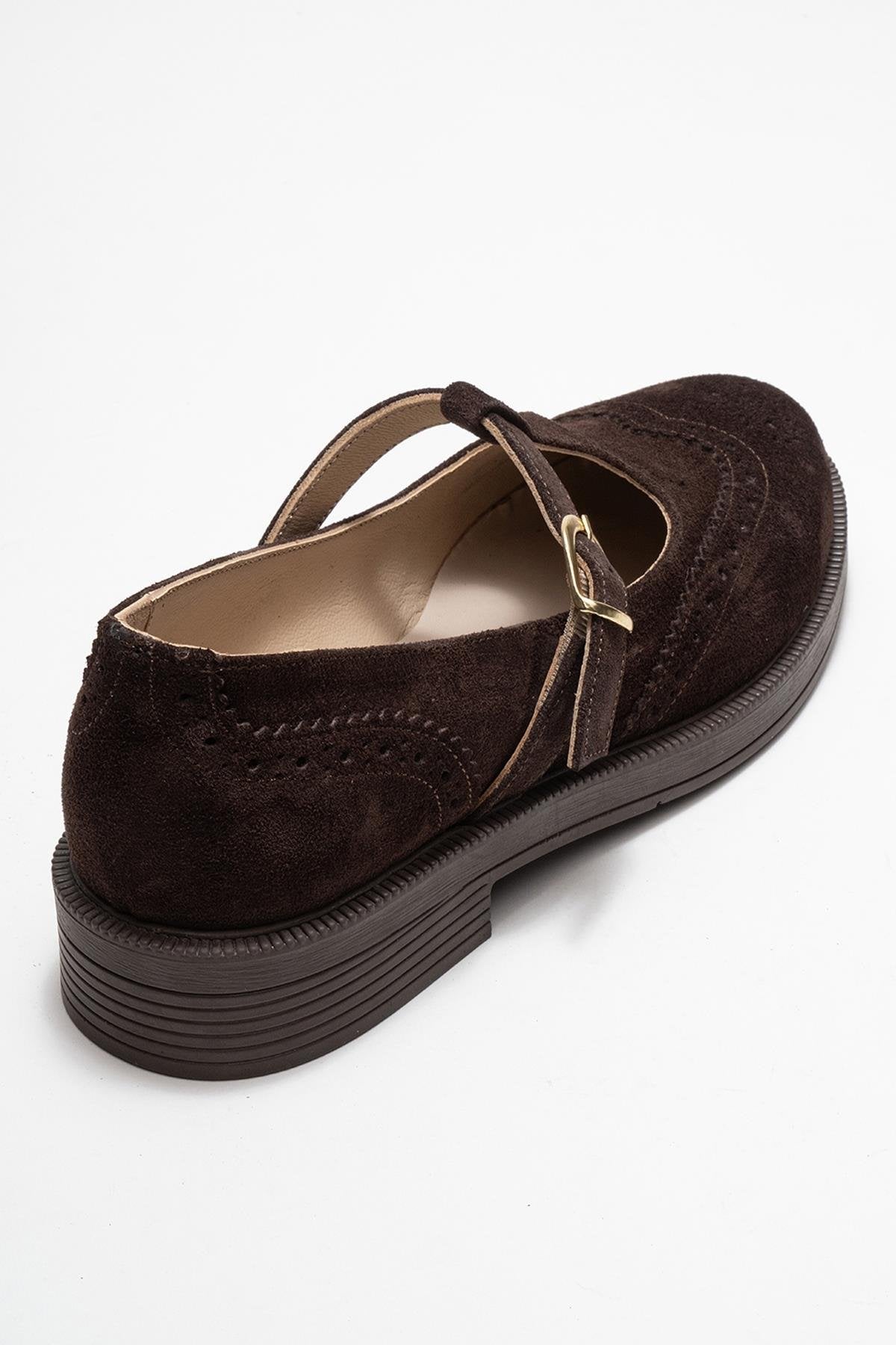 Janney - Brown Suede Genuine Leather Strap Loafer (Women)