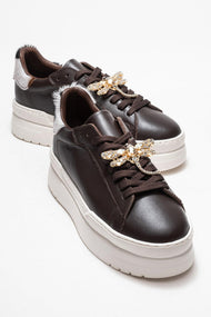 Laren - Brown Genuine Leather Buckle Casual Sneaker (Women)