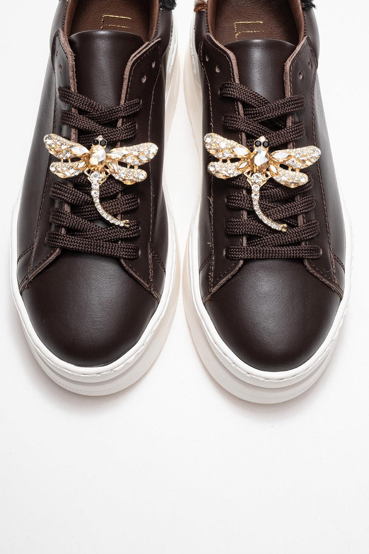 Laren - Brown Genuine Leather Buckle Casual Sneaker (Women)