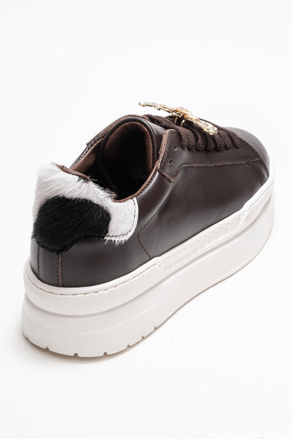 Laren - Brown Genuine Leather Buckle Casual Sneaker (Women)