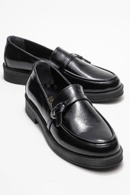 Galea - Black Patent Buckled Genuine Leather Loafer (Women)
