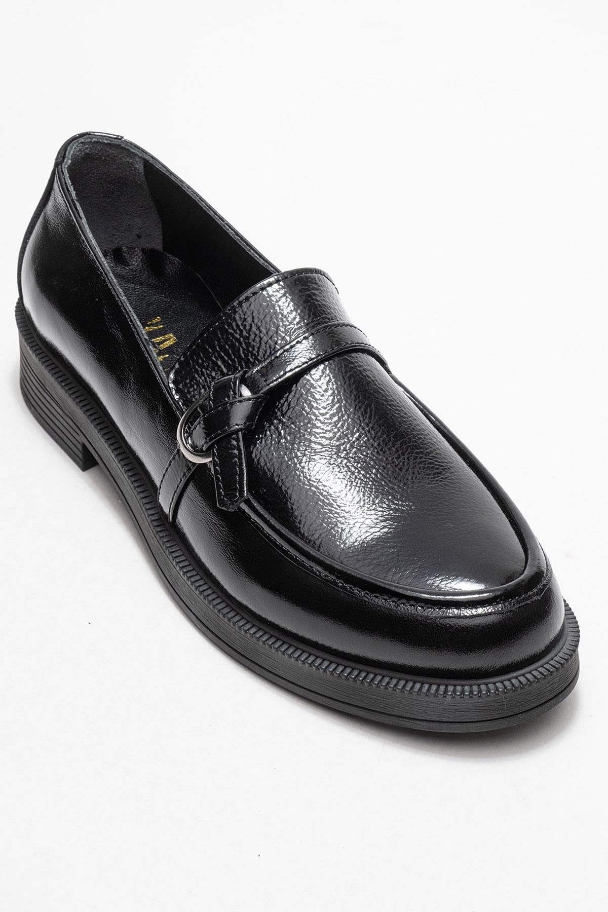 Galea - Black Patent Buckled Genuine Leather Loafer (Women)