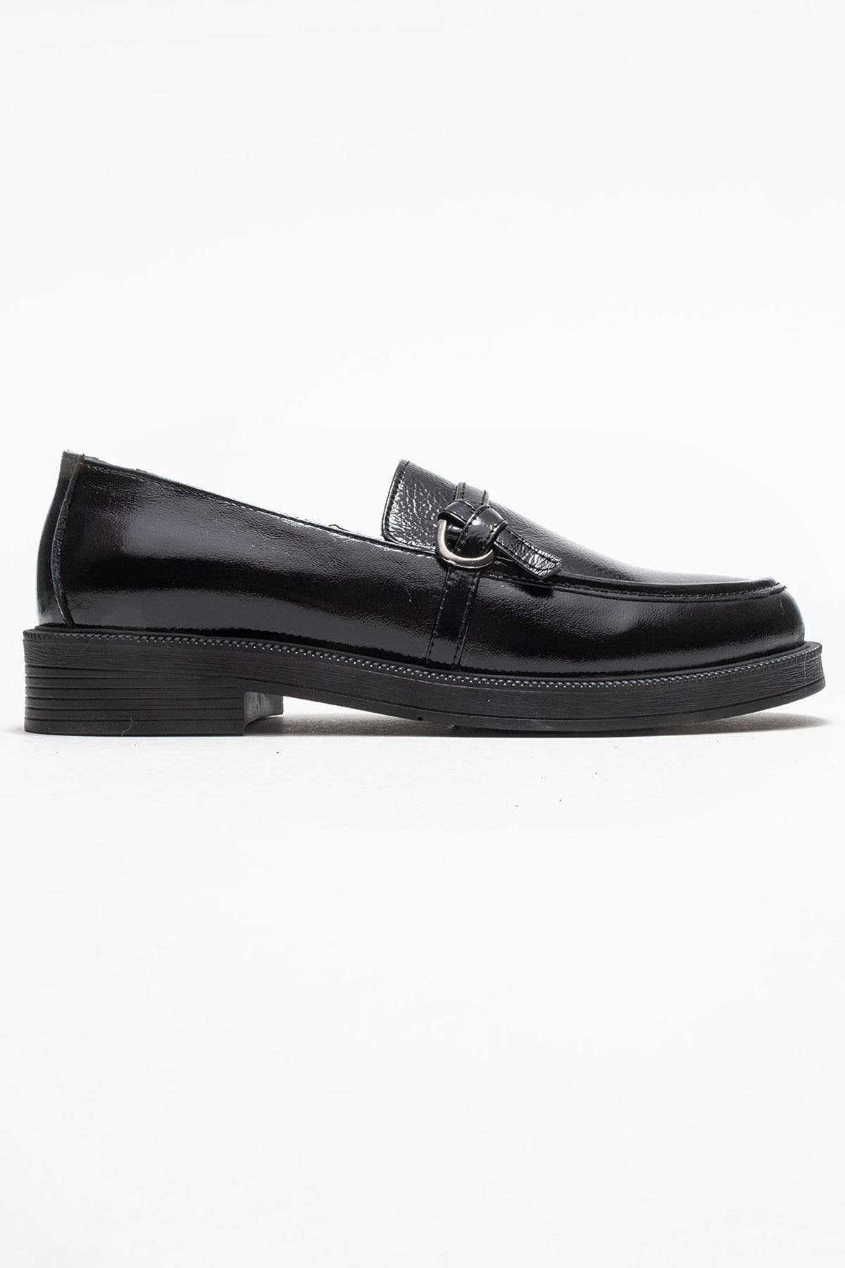 Galea - Black Patent Buckled Genuine Leather Loafer (Women)
