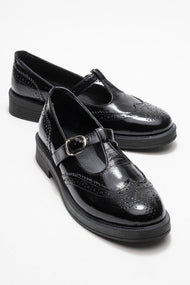 Janney - Black Patent Genuine Leather Banded Loafer (Women)